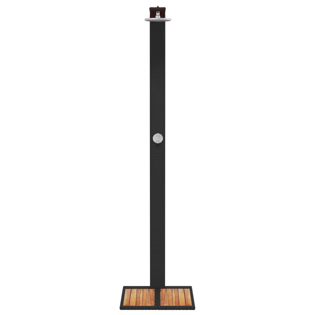vidaXL Outdoor Shower Black 50x55x224 cm Poly Rattan and Acacia Wood