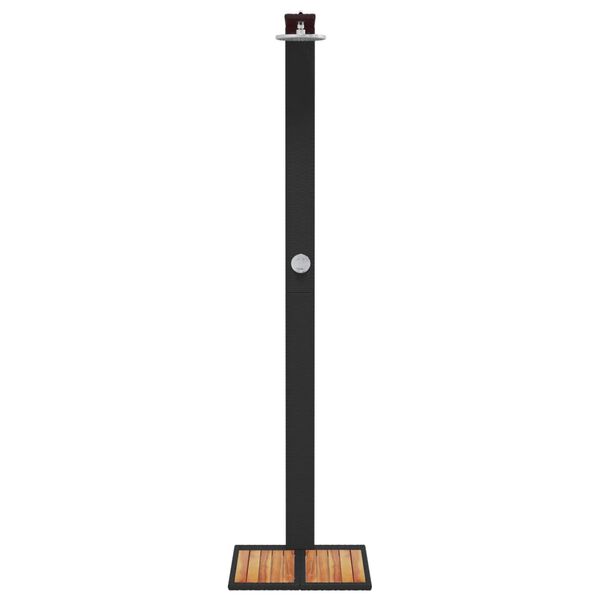 vidaXL Outdoor Shower Black 50x55x224 cm Poly Rattan and Acacia Wood