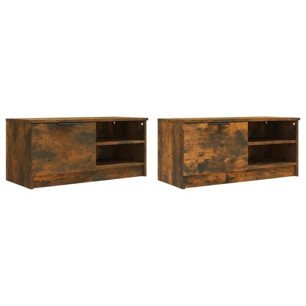 vidaXL TV Cabinets 2 pcs Smoked Oak 80x35x36.5 cm Engineered Wood