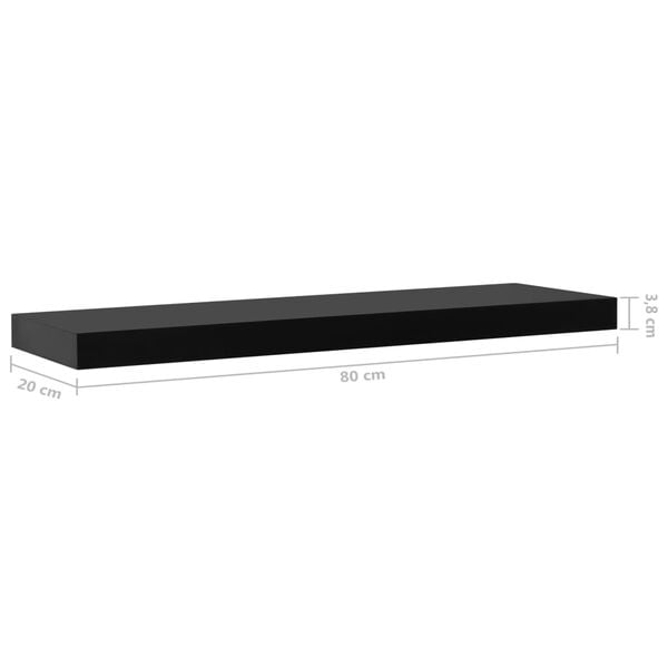 vidaXL Floating Wall Shelves 2 pcs Black 80x20x3.8 cm