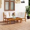 vidaXL 4 Piece Garden Lounge Set with Cushion Cream Solid Acacia Wood