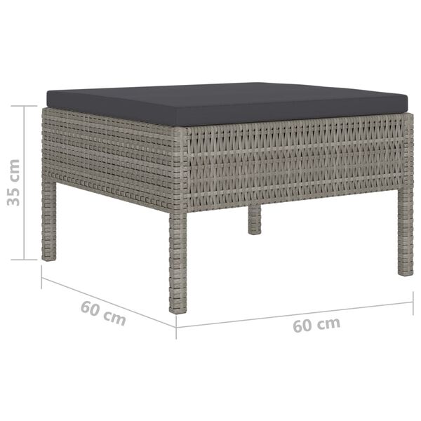 vidaXL 10 Piece Garden Lounge Set with Cushions Poly Rattan Grey