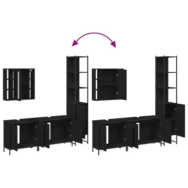 vidaXL 4 Piece Bathroom Cabinet Set Black Engineered Wood