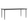 vidaXL Garden Dining Table Black 200x100x74cm Steel and Tempered Glass