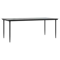 vidaXL Garden Dining Table Black 200x100x74cm Steel and Tempered Glass