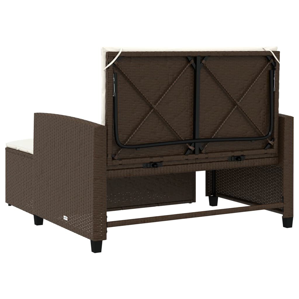 vidaXL Garden Sofa with Cushions 2-Seater Brown Poly Rattan