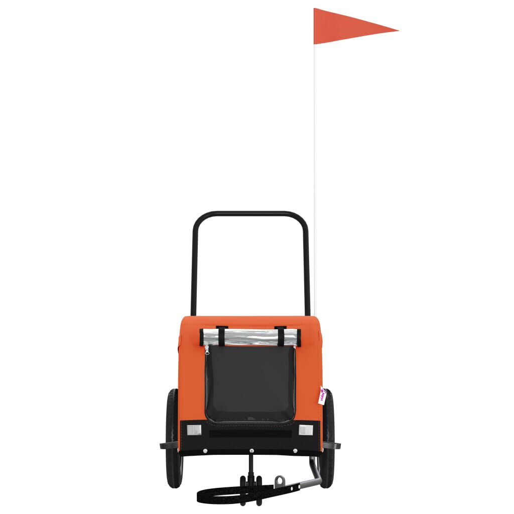 vidaXL Pet Bike Trailer Orange and Black Oxford Fabric and Iron