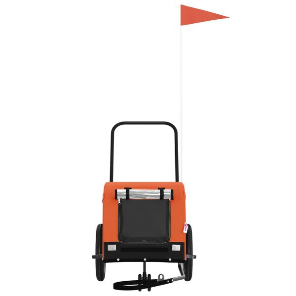 vidaXL Pet Bike Trailer Orange and Black Oxford Fabric and Iron