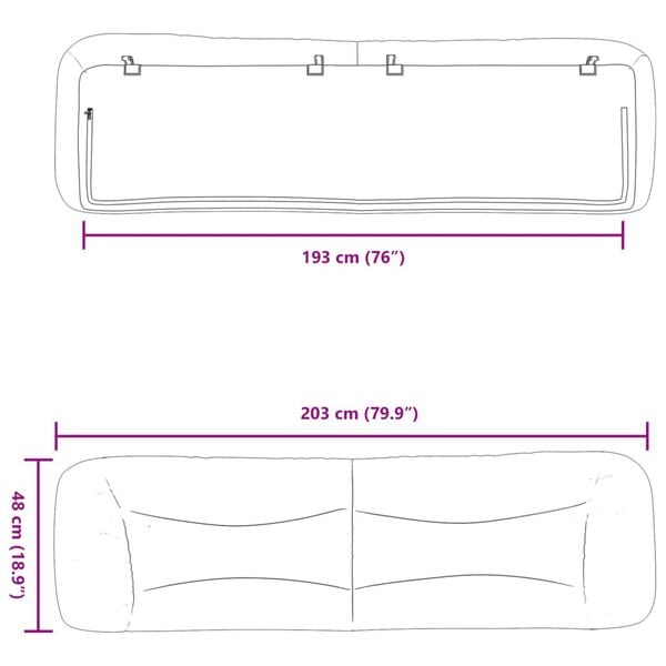 vidaXL Headboard Cushion "Hvar" Dark Grey 193 cm Fabric