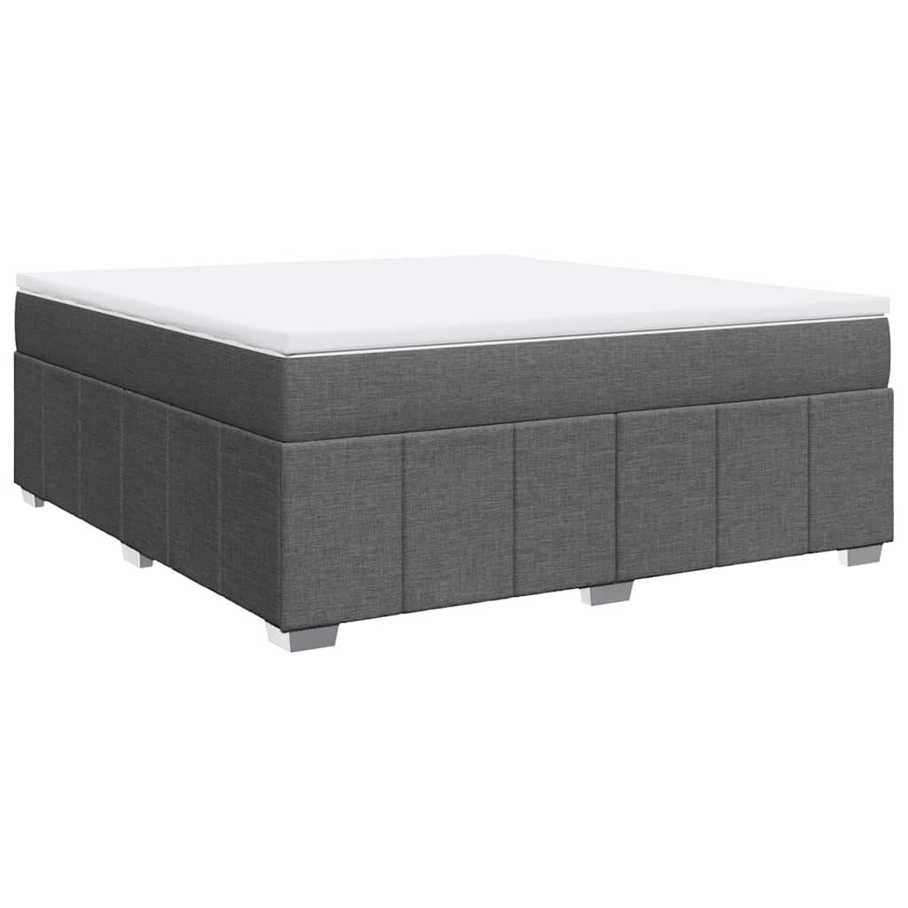 vidaXL Box Spring Bed with Mattress Dark Grey California King Fabric