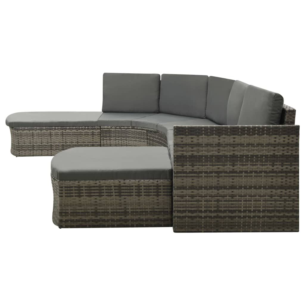 vidaXL 4 Piece Garden Lounge Set with Cushions Poly Rattan Grey