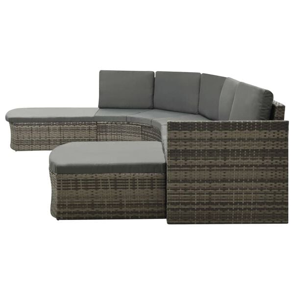 vidaXL 4 Piece Garden Lounge Set with Cushions Poly Rattan Grey