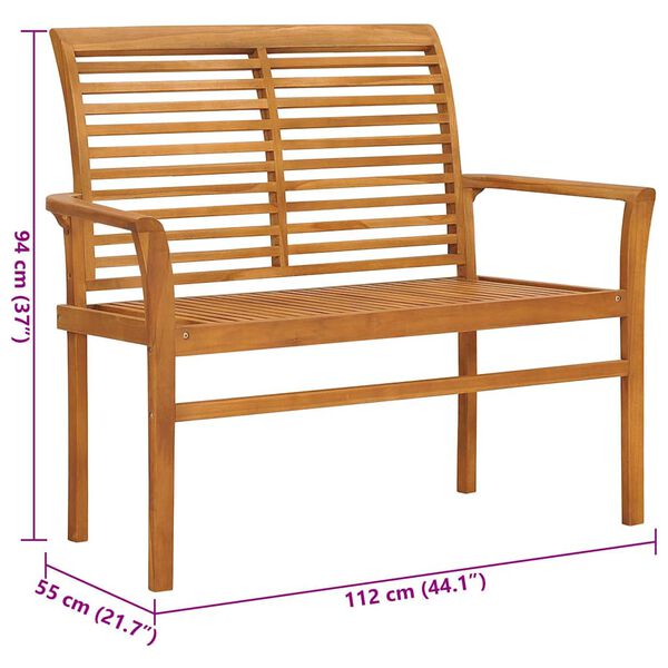 vidaXL Garden Bench with Anthracite Cushion 112 cm Solid Teak Wood