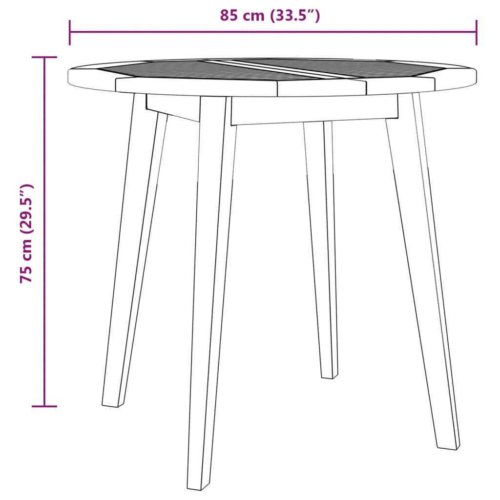 vidaXL Garden Table Ø85x75 cm Solid Wood Acacia