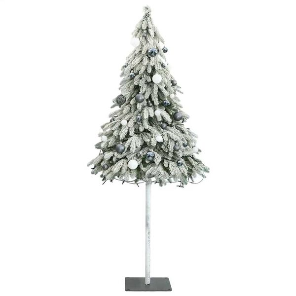 vidaXL Artificial Christmas Tree 150 LEDs&Ball Set&Flocked Snow 150 cm