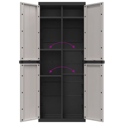 vidaXL Outdoor Storage Cabinet Grey and Black 65x37x165 cm PP