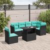 vidaXL 6 Piece Garden Sofa Set with Cushions Black Poly Rattan