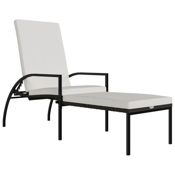 vidaXL Sun Lounger with Footrest PE Rattan Brown