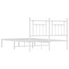 vidaXL Metal Bed Frame without Mattress with Headboard White 150x200cm