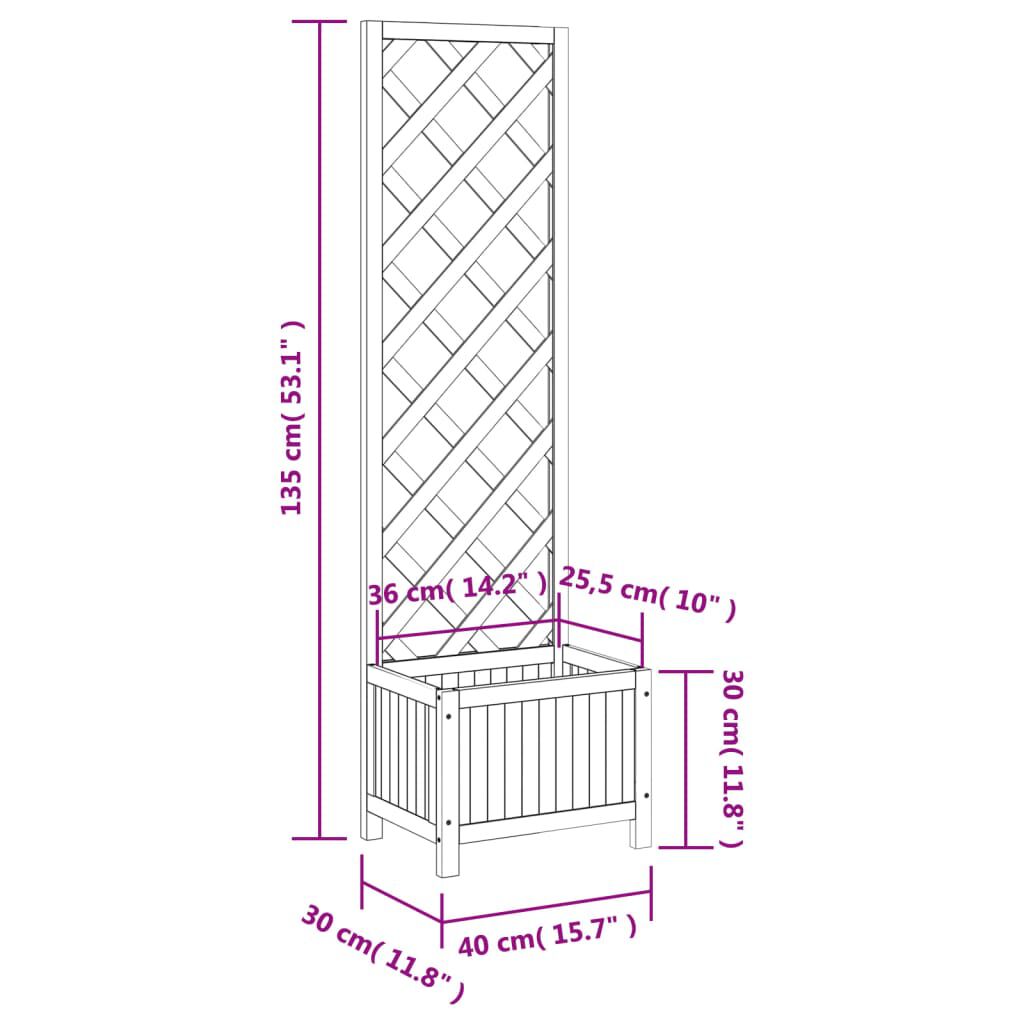 vidaXL Planter with Trellis Black Solid Wood Fir