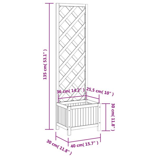 vidaXL Planter with Trellis Black Solid Wood Fir