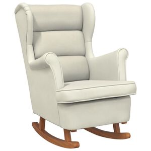 vidaXL Rocking Chair Wingback Cream Velvet and Solid Wood