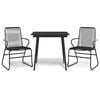 vidaXL 3 Piece Garden Dining Set Black PVC Rattan