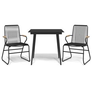 vidaXL 3 Piece Garden Dining Set Black PVC Rattan