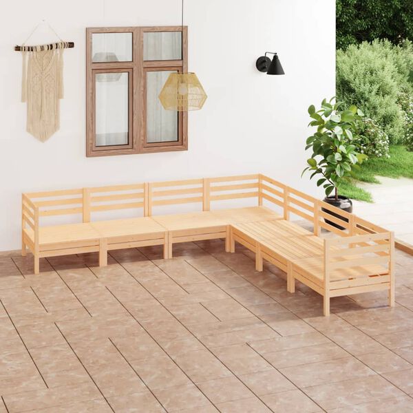 vidaXL 7 Piece Garden Lounge Set Solid Wood Pine