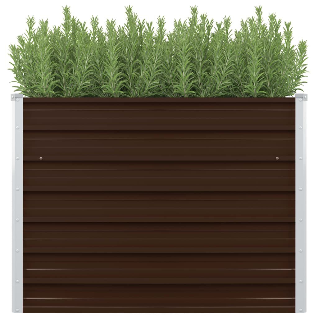 vidaXL Raised Garden Bed Brown 100x100x77 cm Galvanised Steel