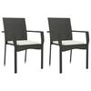 vidaXL 3 Piece Garden Dining Set with Cushions Black Poly Rattan