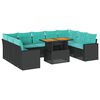 vidaXL 10 Piece Garden Sofa Set with Cushions Black Poly Rattan