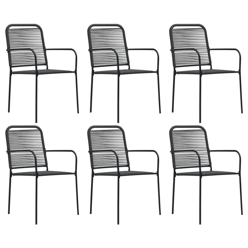 vidaXL 7 Piece Garden Dining Set Cotton Rope and Steel Black