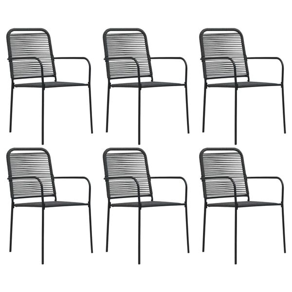 vidaXL 7 Piece Garden Dining Set Cotton Rope and Steel Black