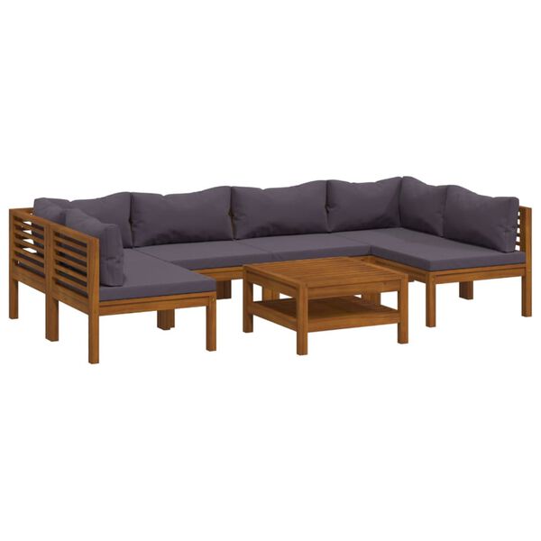 vidaXL 7 Piece Garden Lounge Set with Cushion Solid Acacia Wood