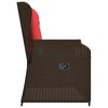 vidaXL Reclining Garden Bench with Cushions Brown Poly Rattan