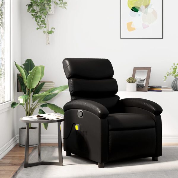 vidaXL Massage Recliner Chair Black Faux Leather