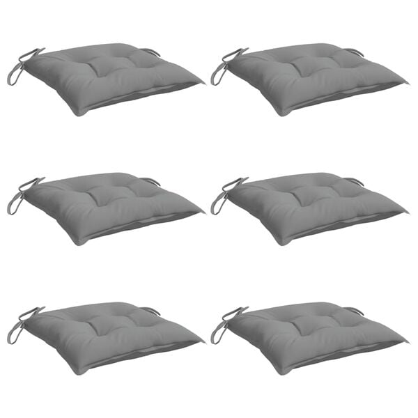 vidaXL Chair Cushions 6 pcs Grey 40x40x7 cm Oxford Fabric