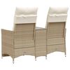 vidaXL Reclining Garden Sofa 2-Seater with Table Beige Poly Rattan