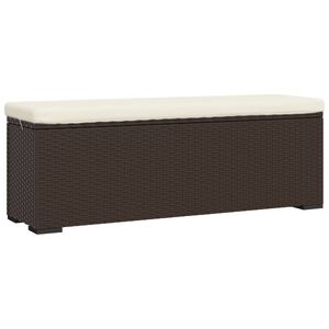 vidaXL Ottoman Bench with Cushion Brown 110x30x40 cm Poly Rattan