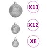 vidaXL 111 Piece Christmas Bauble Set Silver Polystyrene