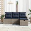 vidaXL Sofa Set with Cushion with Storage 4 pcs Grey Poly rattan