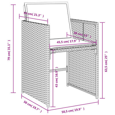 vidaXL 11 Piece Garden Dining Set with Cushions Grey Poly Rattan