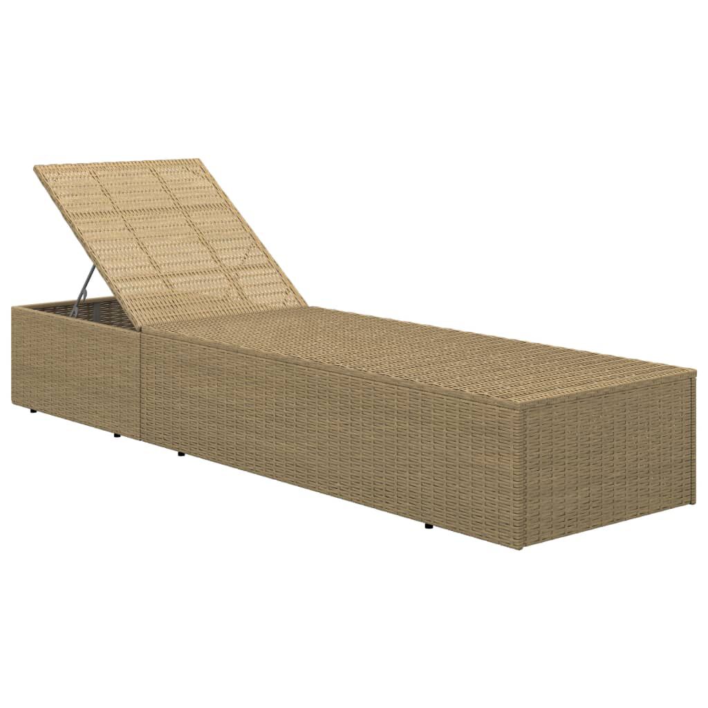 vidaXL Sunlounger Poly Rattan Brown and Cream White