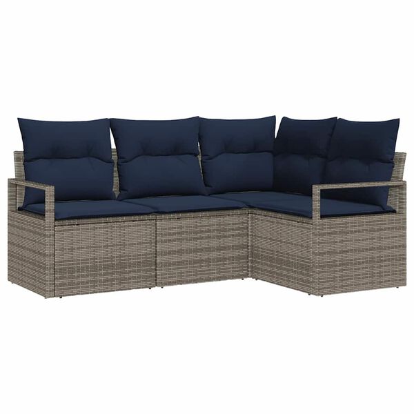 vidaXL Sofa Set 4 pcs Grey Poly Rattan