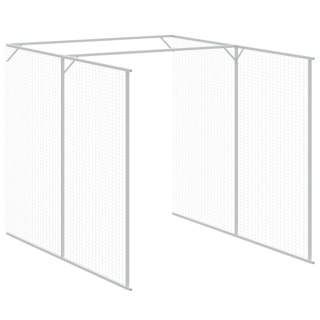 vidaXL Dog House with Run Light Grey 165x1067x181 cm Galvanised Steel