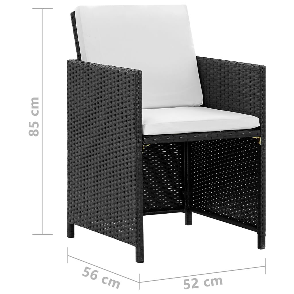 vidaXL 9 Piece Outdoor Dining Set with Cushions Poly Rattan Black