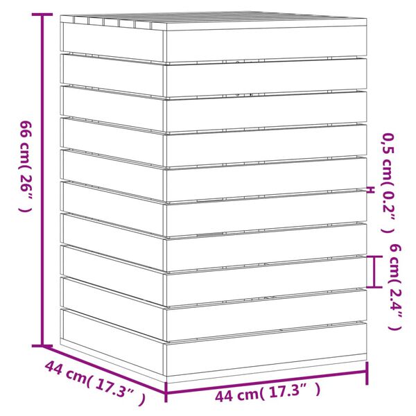 vidaXL Laundry Basket White 44x44x66 cm Solid Wood Pine