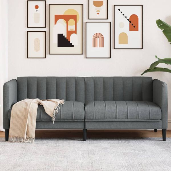 vidaXL Sofa 2-Seater Dark Grey Fabric