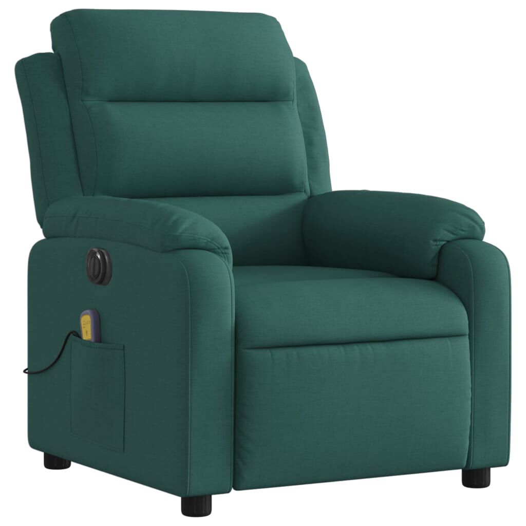 vidaXL Electric Massage Recliner Chair Dark Green Fabric